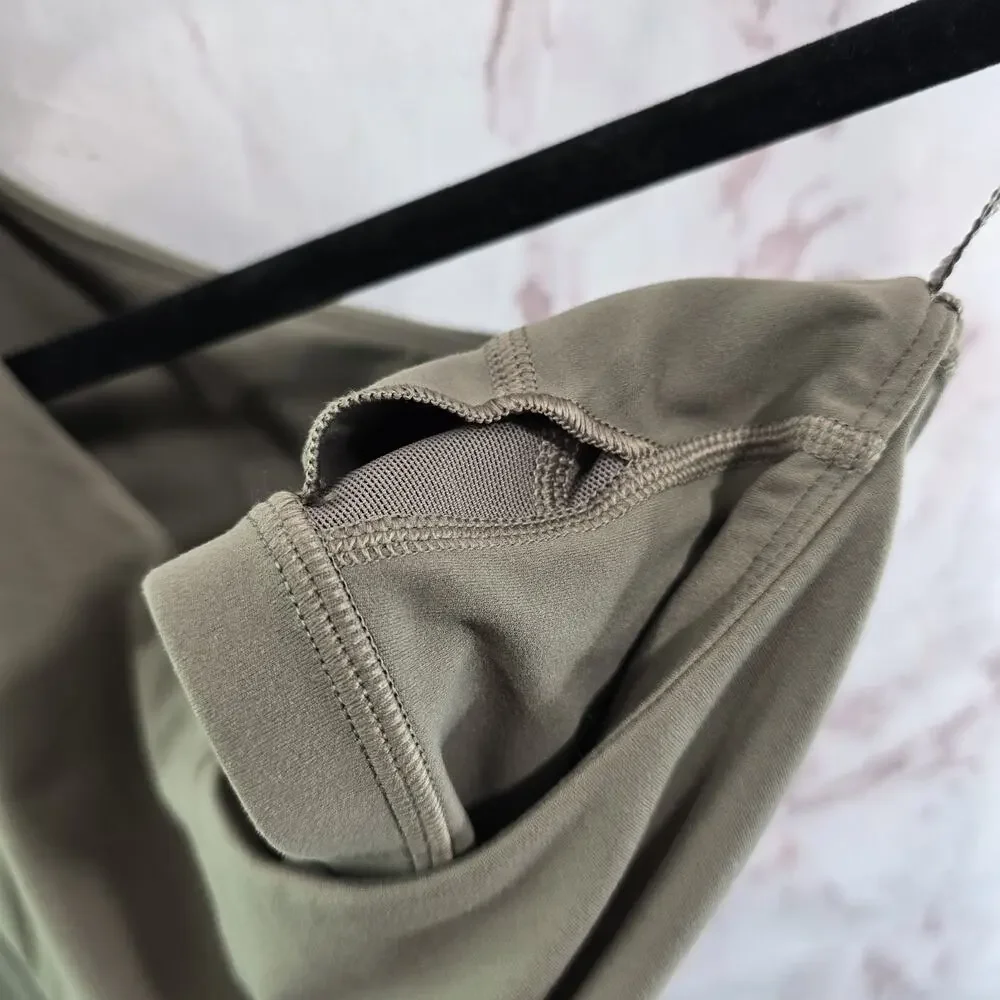 Lululemon Shirt Womens 6 Align LS Nomad Brown One Shoulder Crop Bra Asymmetric